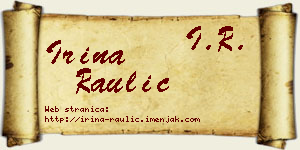 Irina Raulić vizit kartica